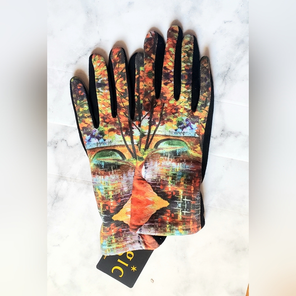 NEW w Tags Artist Art Touch Screen MAGIC Scarf Gloves Design NYC Central Park - Picture 2 of 7